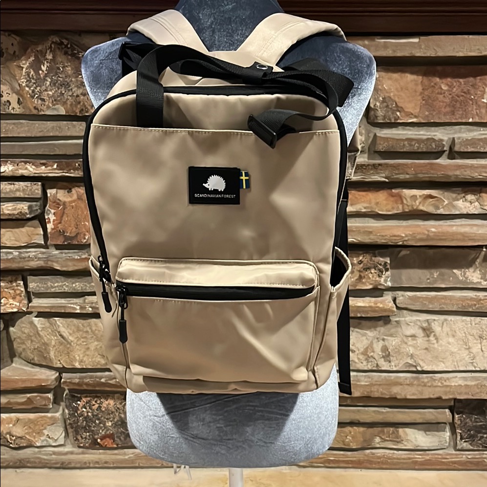 Scandinavian Forest Tan Nylon Backpack